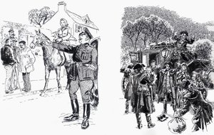 Woman on Horse with Officer and Highwaymen by English School