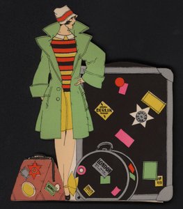 Woman Traveller and Her Luggage by English School