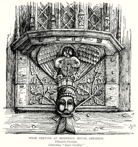 Wood Carving at Bramhall House, Cheshire (engraving) by English School