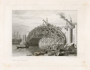 Works, Strand Bridge (i.e., Waterloo Bridge), London by English School