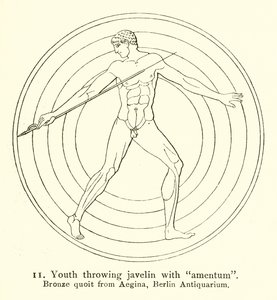 Youth Throwing Javelin with Amentum by English School