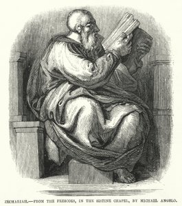 Zechariah, from the Frescoes, in the Sistine Chapel, by Michael Angelo by English School