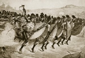 Zulus advancing to attack at Kambula Hill, March 29th 1879 by English School