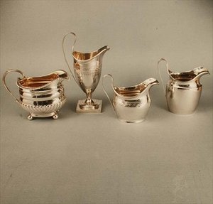 Collection of cream jugs, all George III period (1760-1820) by English School English School