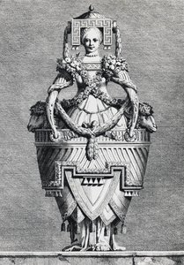 Anthropomorphic vase, Greek bride, engraving from Mascarade la Grecque, Suite des Vases and Cheminees, Parma