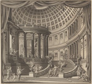Design for a Stage Curtain: The Interior of an Elaborate Temple Dedicated to Illustrious Men by Ennemond Alexandre Petitot