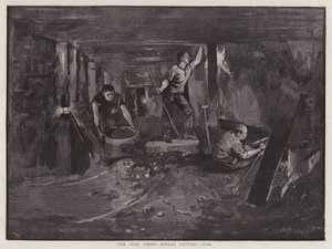 Miners working underground at the coal face by Enoch Ward
