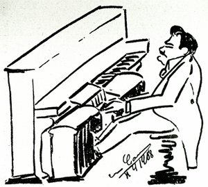 Autocaricature of lyrical singer Enrico Caruso in the pianola by Enrico Caruso