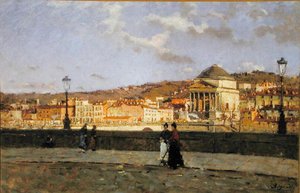 Quay along the Po River and the Church of Grande Madre di Dio, Turin by Enrico Reycend