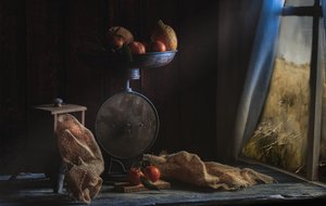 Rustic Harvest Still Life by Enrico Sottocorna