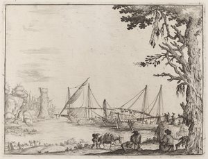 Seaport with Anchored Vessels by Ercole Bazicaluva