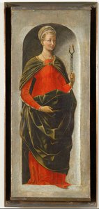 Saint Apollonia, right column of the altar of Saint Vincent Ferrier painted for Bologna by Francesco Cossa, finished by Ercole di Roberti by Ercole de Roberti