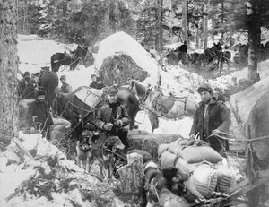 Prospectors Ascending Porcupine Hill on the Skagway Trail, Alaska, During the Klondike Gold Rush, 1898