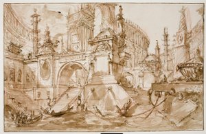Architectural Fantasy – Antique Harbour by Eric Hebborn