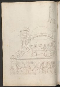 Pen Drawing: Inner Court of a Mosque