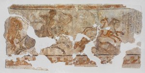Wall Painting Depicting a Scene of a Hunt for Wild Donkeys