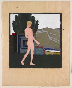 Standing Male Nude in a Landscape, c.1914 by Erich Mallina