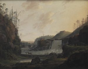 River Landscape with a Waterfall near Bogstad in Norway by Erik Pauelsen