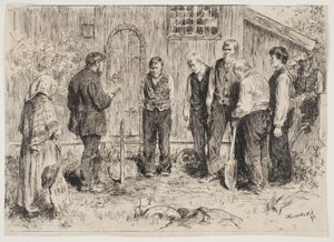 A Poor Burial in a Norwegian Mountain Village by Erik Theodor Werenskiold