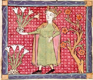 April: picking plants. Miniature from 