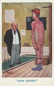 Doctor asking a naked man to cough during a medical examination by Ernest (after) Noble