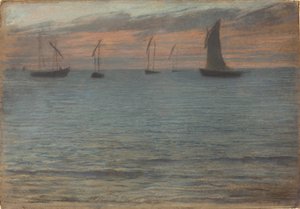 A Seascape at Sunset by Ernest Ange Duez