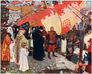 The Departure of John and Sebastian Cabot from Bristol in 1497 by Ernest Board