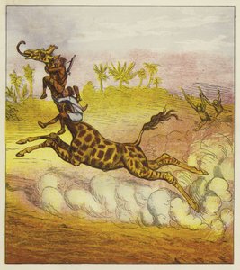 The Brothers Bold Escape the Gorillas by Riding a Giraffe by Ernest Henry Griset