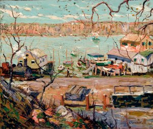 River Scene–Boats and Houses