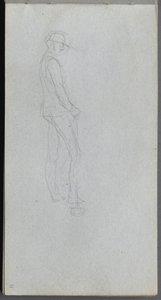 Sketchbook, page 11: Figure in Profile by Ernest Meissonier