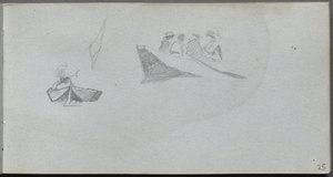 Sketchbook, Page 25: Studies of Figures in Boats by Jean Louis Ernest Meissonier