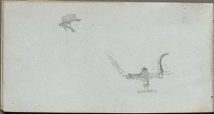 Sketchbook, Page 26: Study of a Head and a Lamp by Jean Louis Ernest Meissonier