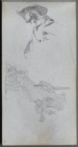 Sketchbook, Page 27: Detail Study for On a Terrace and Landscape Study by Jean Louis Ernest Meissonier