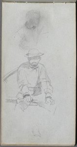 Sketchbook, page 30: Seated male Figure and Figure in Profile by Jean Louis Ernest Meissonier