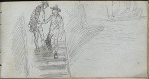 Sketchbook, Page 64: Figures on a Stairway by Jean Louis Ernest Meissonier