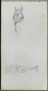Sketchbook, page 69: Study of a Hand, a Horse, and a Figure by Ernest Meissonier