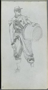 Sketchbook, page 79: Soldier with Drum by Ernest Meissonier