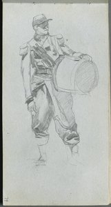 Sketchbook, page 79: Soldier with Drum by Jean Louis Ernest Meissonier