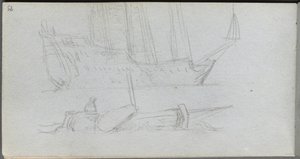 Sketchbook, page 85: Study of a Ship and Buoy by Ernest Meissonier
