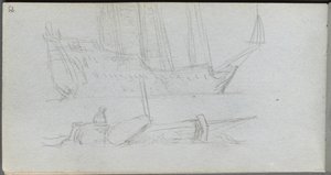 Sketchbook, Page 85: Study of a Ship and Buoy by Jean Louis Ernest Meissonier