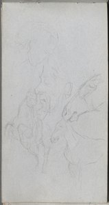 Sketchbook, page 90: Study of Horses, Profiles by Ernest Meissonier