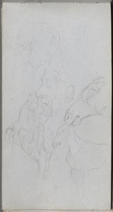 Sketchbook, Page 90: Study of Horses, Profiles by Jean Louis Ernest Meissonier