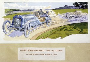 Racing: the Gordon Bennett Cup in 1904 - drawing by Ernest Montaut (1878-1909) by Ernest Montaut
