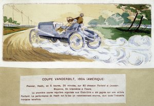 Racing: the Vanderbilt Cup in 1904 - drawing by Ernest Montaut (1878-1909) by Ernest Montaut