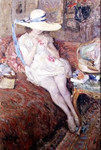 Young Girl in a Straw Hat by Ernest Rocher