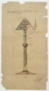 Design for Ebony Lectern inlaid with Bone & Silver for St. Andrews Church, Roker by Ernest William Gimson