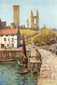 Cathedral Ruins, St. Andrews, From the Harbour by Ernest William Haslehust
