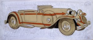 An illustration showing a 1924 Delage with coachwork by Letourneur et Marchand by Ernst Deutsch Dryden