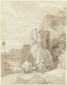 Amalfi, View over a Watchtower to S. Francesco by Ernst Fries