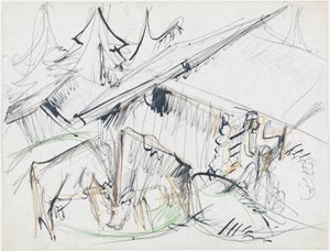 Alpine Hut with Cows (Stafelalp) by Ernst Ludwig Kirchner